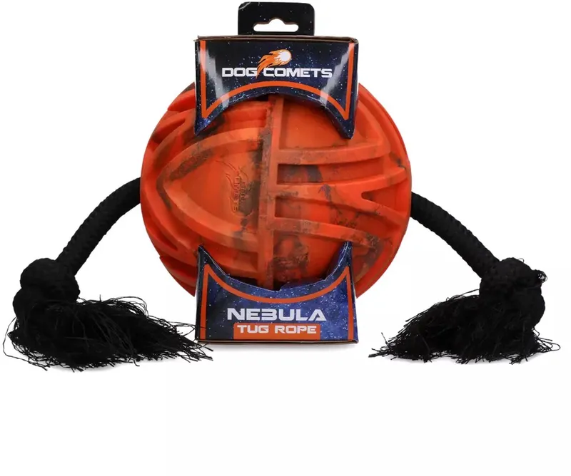 Nebula Tug Rope - Hondenspeelgoed Trektouw - hondenbal met touw - tug rope hond fra Dog Comets i Orange – produktbillede