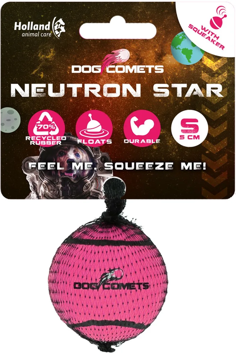 Neutron Star - Hondenbal met pieper - Ø 5 cm - Hondenspeelgoed - Tennisbal - Stuiterende tennisbal - 1 stuk by Dog Comets in Pink – product photo