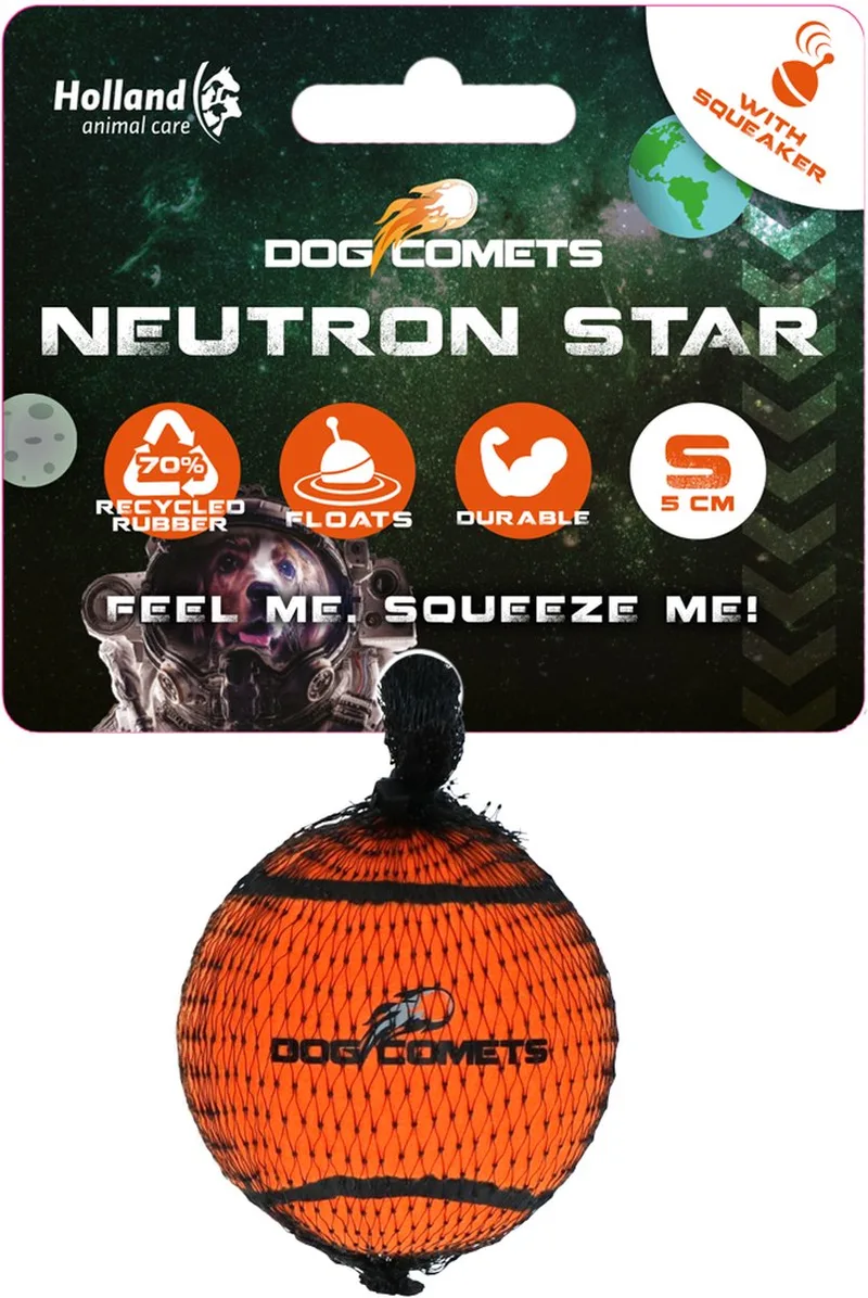 Neutron Star - Hondenbal met pieper - Ø 5 cm - Hondenspeelgoed - Tennisbal - Stuiterende tennisbal - 1 stuk de Dog Comets en Orange – photo produit