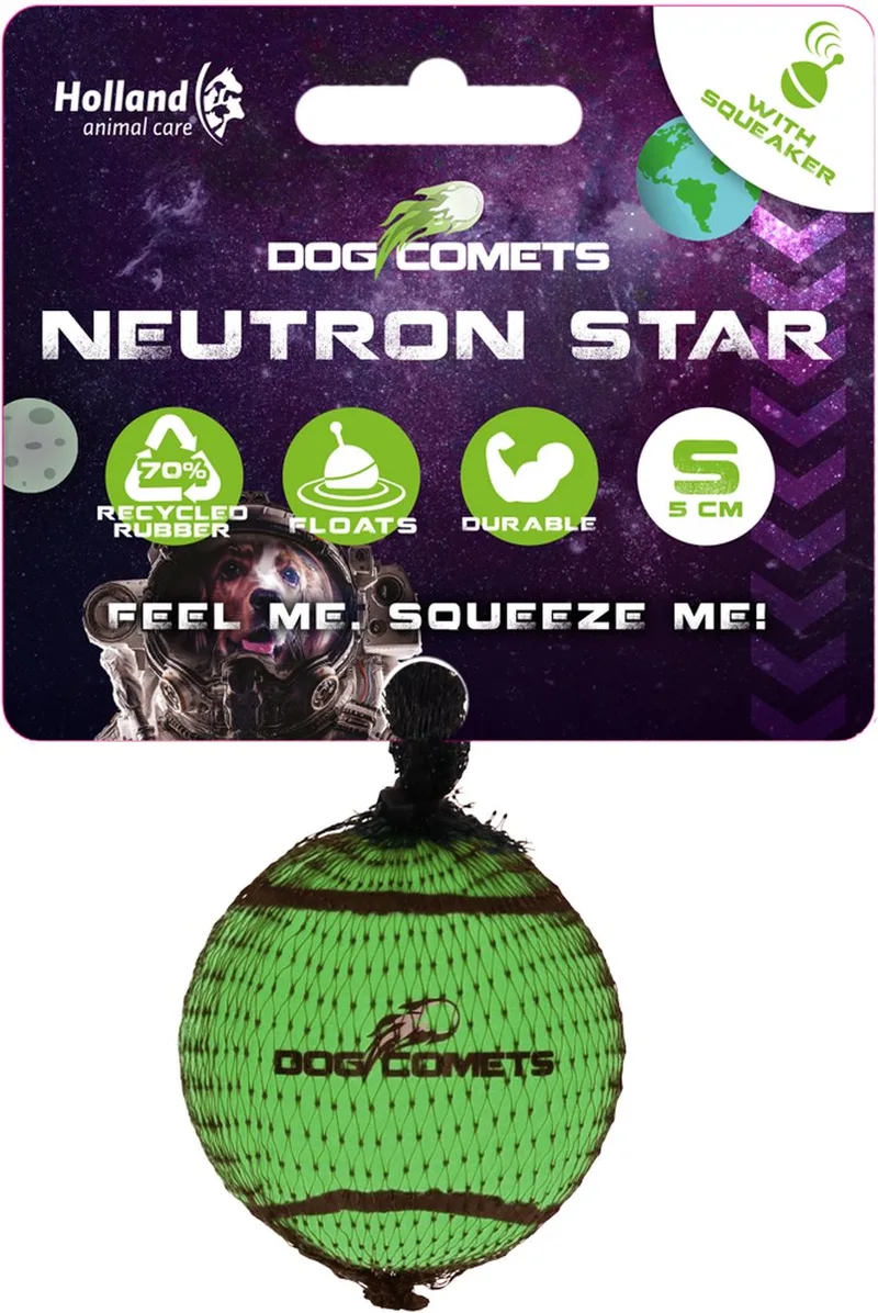 Neutron Star - Hondenbal met pieper - Ø 5 cm - Hondenspeelgoed - Tennisbal - Stuiterende tennisbal - 1 stuk de Dog Comets en Vert – photo produit