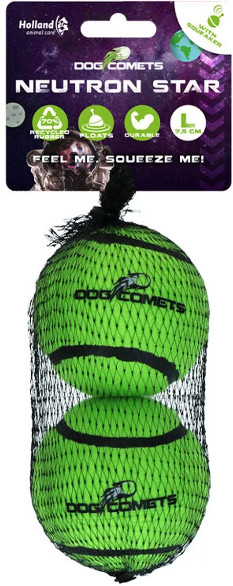 Neutron Star - Ø6 cm - Hondenspeelgoed - Hondenbal - Stuiterende tennisbal - Met pieper - 3 Stuks by Dog Comets in Green – product photo