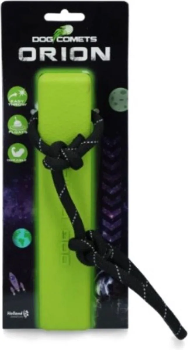 Orion Dummy - 20 x 4 x 4 cm - Hondenspeelgoed - Apporteerspeelgoed - Drijvend de Dog Comets en Vert – photo produit