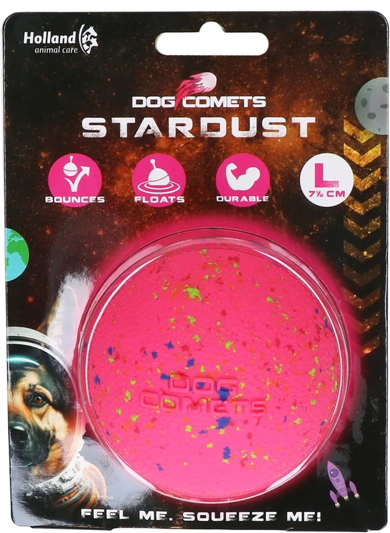 Stardust Ø 7,5 cm - Hondenspeelgoed - 100% Rubber - Hondenbal Large - Tennisbal - 1 stuk de Dog Comets en Rose – photo produit