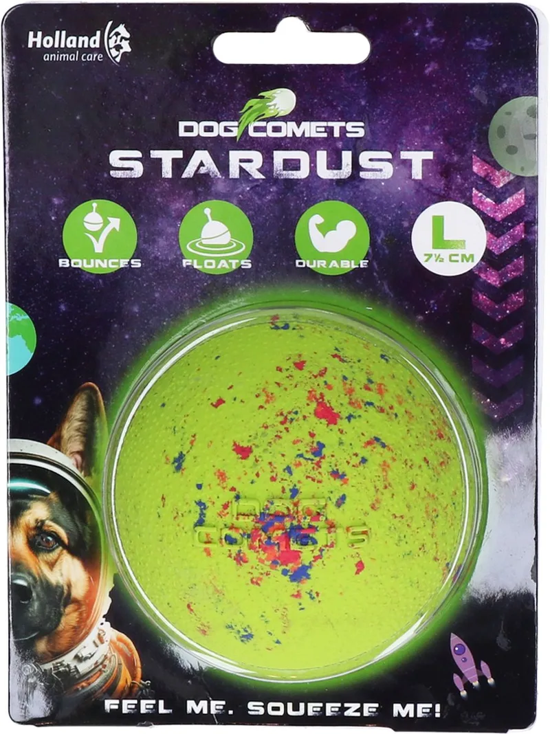 Stardust Ø 7,5 cm - Hondenspeelgoed - 100% Rubber - Hondenbal Large - Tennisbal - 1 stuk by Dog Comets in Green – product photo