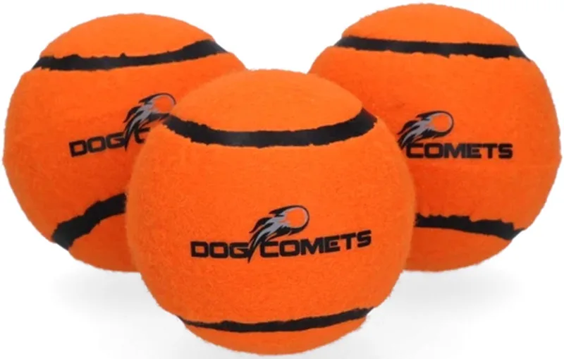 Starlight - Ø6 cm - Hondenspeelgoed - Hondenbal - Stuiterende tennisbal - Drijvend - 3 Stuks by Dog Comets in Orange – product photo