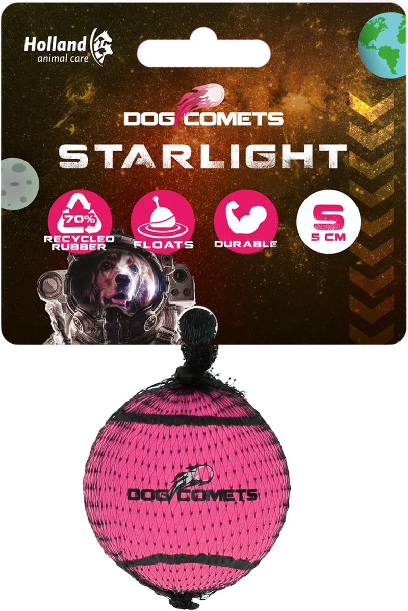 Starlight Tennisbal - Ø 5 cm - Hondenbal - Drijvend Hondenspeelgoed - Stuiterend Hondenspeeltje - 1 stuk von Dog Comets in Rosa – Produktfoto