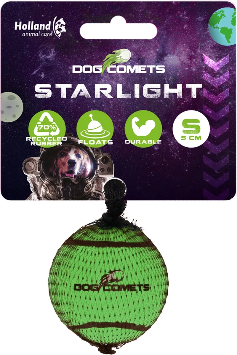 Starlight Tennisbal - Ø 5 cm - Hondenbal - Drijvend Hondenspeelgoed - Stuiterend Hondenspeeltje - 1 stuk by Dog Comets in Green – product photo