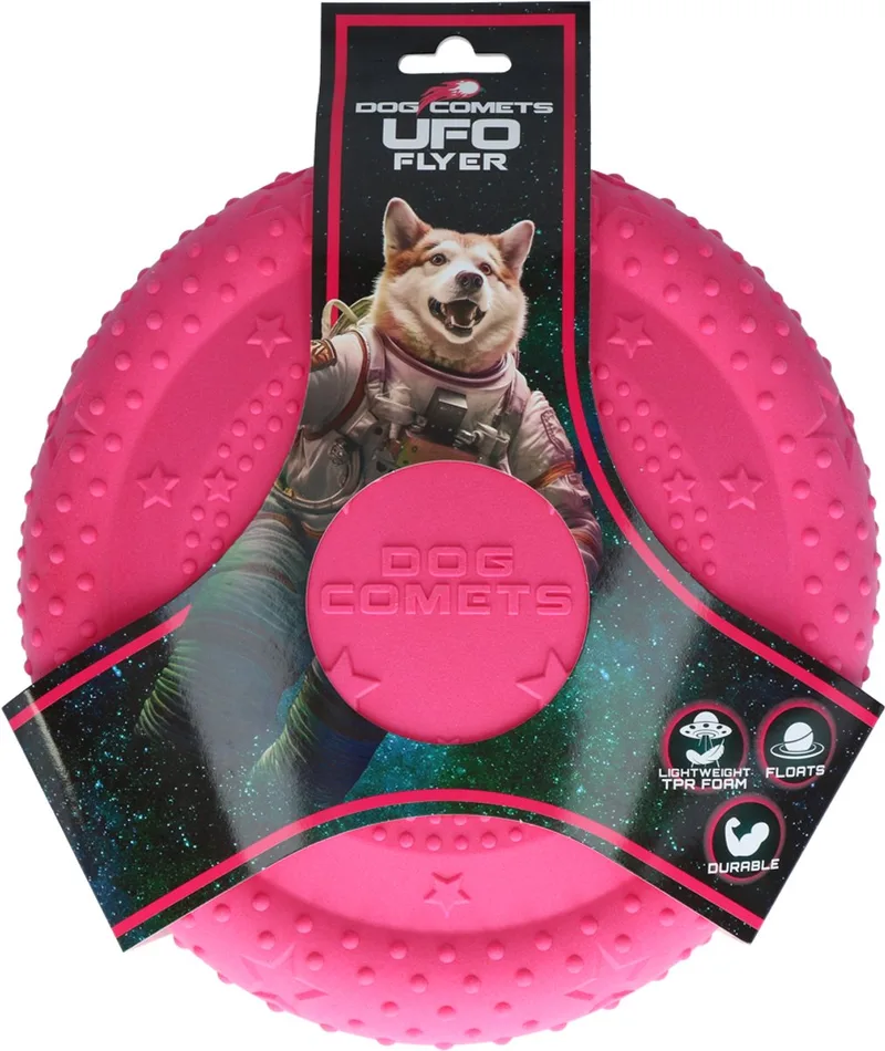 UFO Flyer - 24 x 24 x 2,5 cm - Frisbee Hond - Hondenspeeltjes - Hondenspeelgoed - Kauwspeelgoed - Apporteerspeelgoed by Dog Comets in Pink – product photo