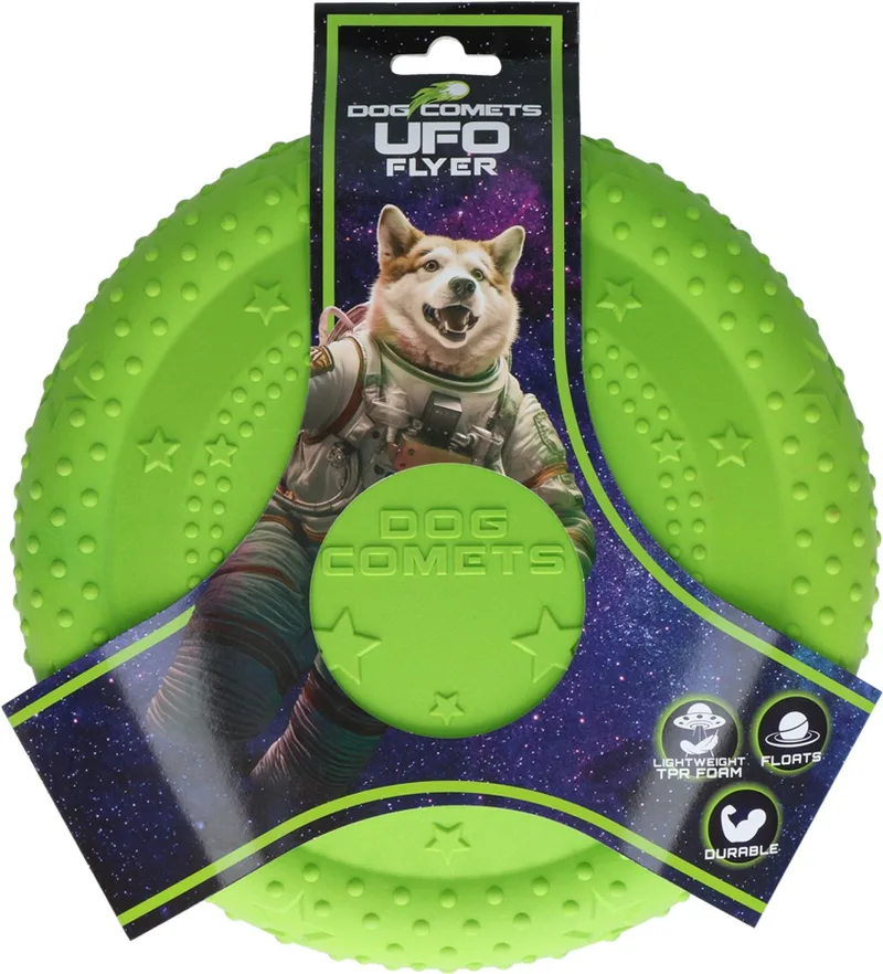 UFO Flyer - 24 x 24 x 2,5 cm - Frisbee Hond - Hondenspeeltjes - Hondenspeelgoed - Kauwspeelgoed - Apporteerspeelgoed by Dog Comets in Green – product photo