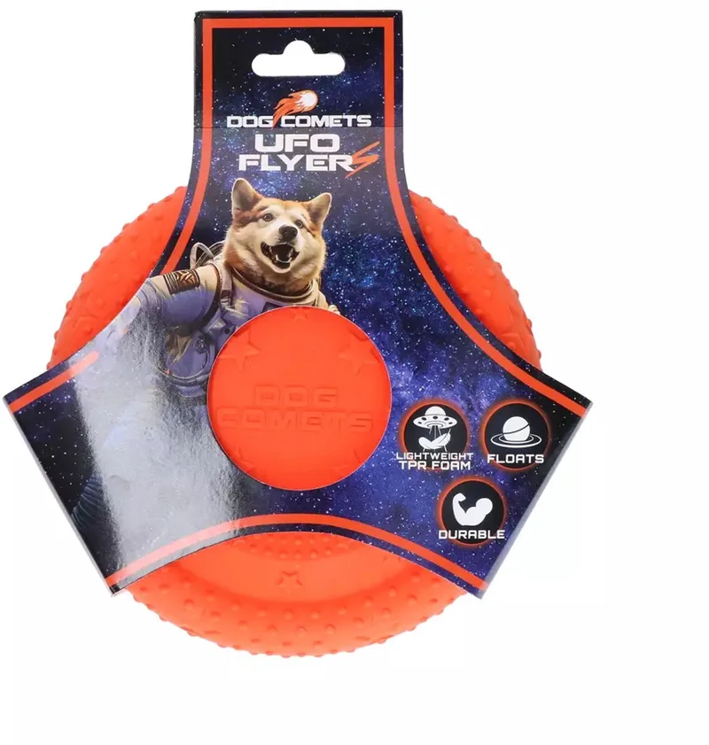 UFO Flyer S - Frisbee voor Honden - TPR - hondenfrisbee - frisbee hond - Oranje von Dog Comets in Oranje UFO Flyer S – Produktfoto