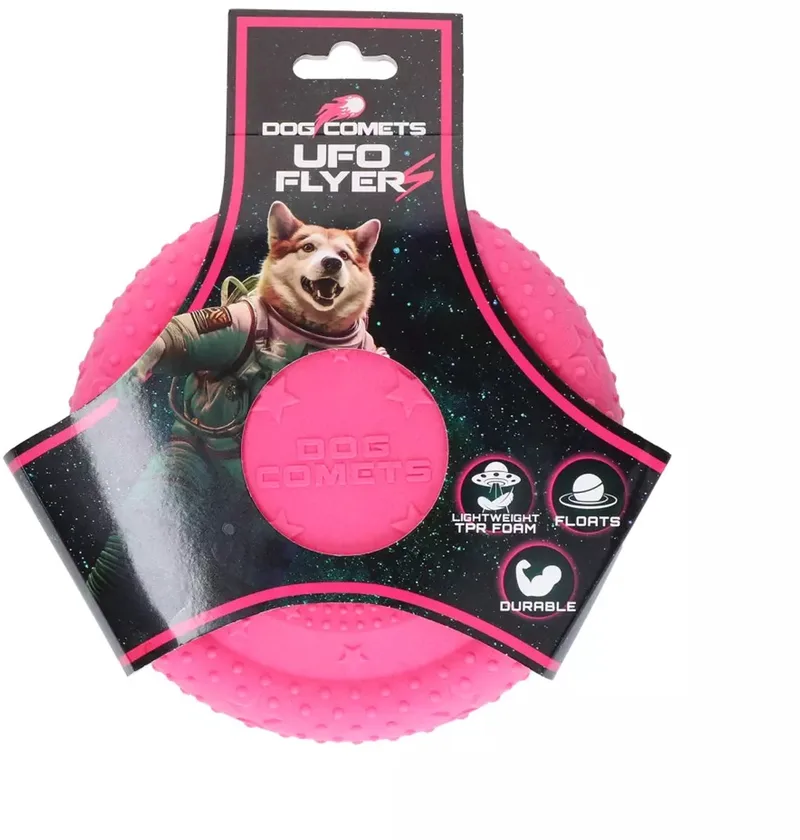 UFO Flyer S - Frisbee voor Honden - TPR - hondenfrisbee - frisbee hond - Roze de Dog Comets en Roze UFO Flyer S – photo produit