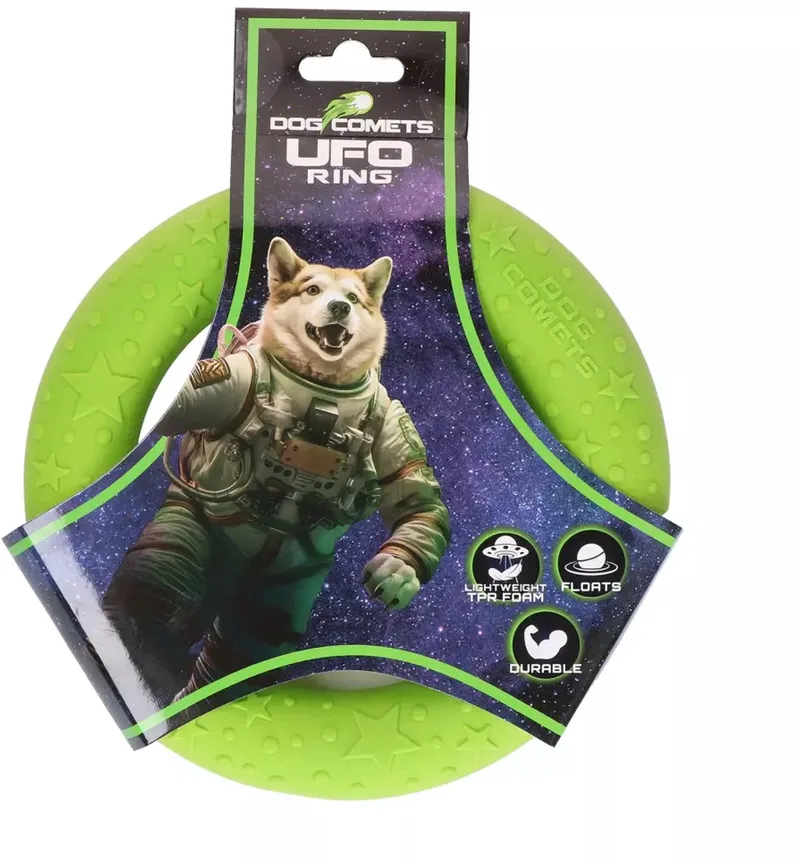 UFO Ring S - Ring voor Honden - TPR - honden ring speelgoed - TPR hondenspeelgoed - Groen by Dog Comets in Groen UFO Ring S – product photo