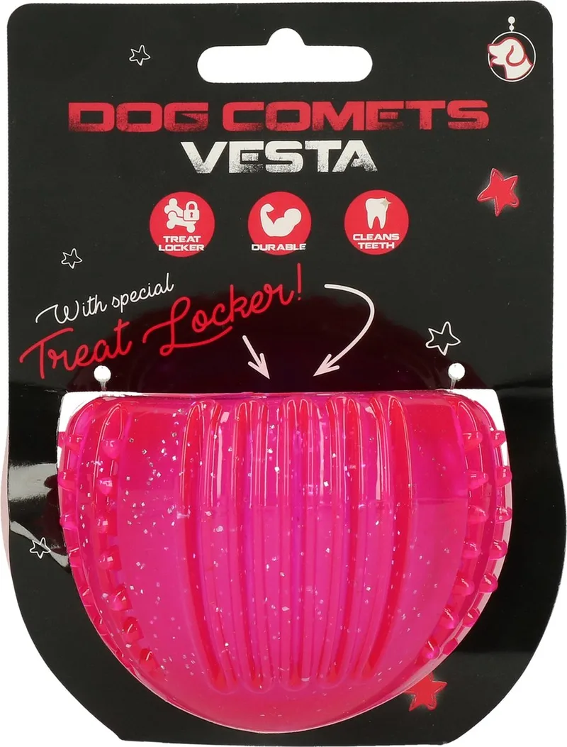 Vesta Treat Locker - Ø7 cm - Hondenspeelgoed - Intelligentie speelgoed - TPR-Rubber de Dog Comets en Rose – photo produit