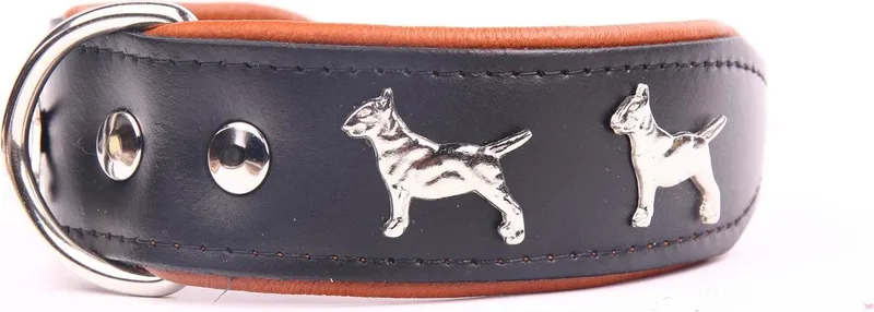 Leren Halsband - Bull Terriër - Lengte: 45 cm Verstelbaar van: 32-41 cm x 40 mm van Dog's Companion in Zwart, Bruin – productfoto