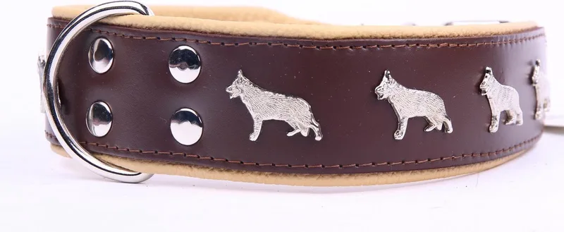 Leren halsband - duitse herder - bruin/naturel - 60-73cmx50 mm - Lengte: 75cm (50 mm), Kleur: / Naturel by Dog's Companion in Brown – product photo