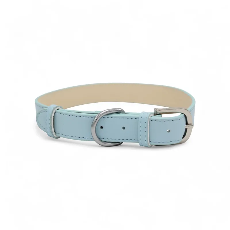 Leren Halsband Hond - PU leren hondenhalsband - Lengte: 43 cm Verstelbaar van 27-37 cm x 20 mm von Dog's Companion in Blau – Produktfoto