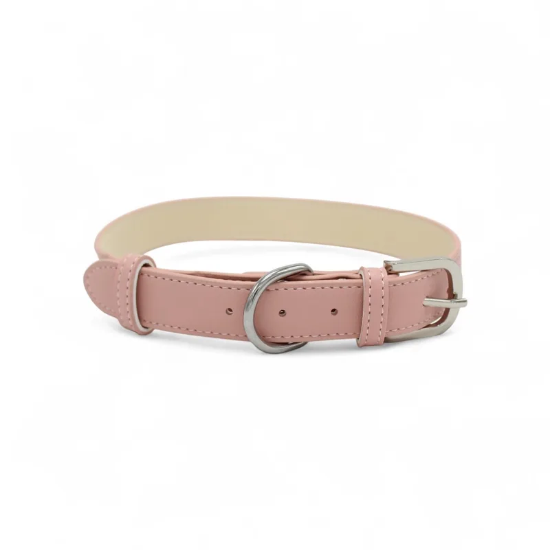 Leren Halsband Hond - PU leren hondenhalsband - Lengte: 55 cm Verstelbaar van 37,5-47,5 cm x 25 mm van Dog's Companion in Roze – productfoto