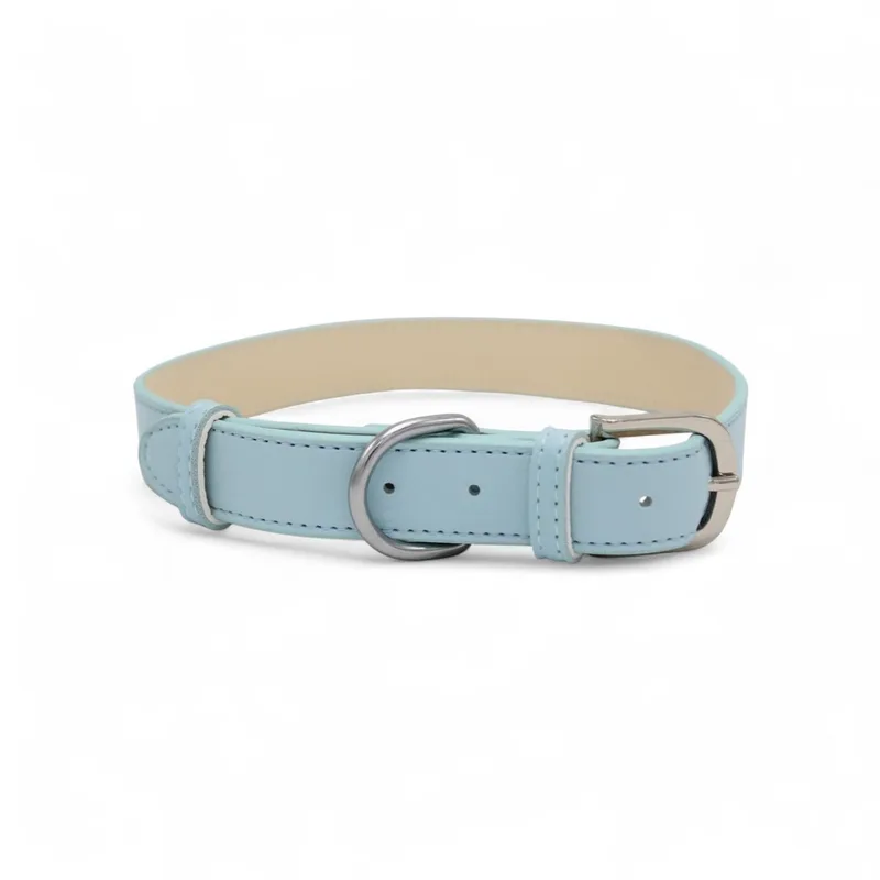 Leren Halsband Hond - PU leren hondenhalsband - Lengte: 55 cm Verstelbaar van 37,5-47,5 cm x 25 mm van Dog's Companion in Blauw – productfoto