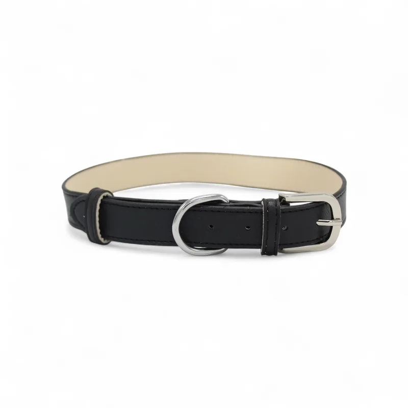 Leren Halsband Hond - PU leren hondenhalsband - Lengte: 63 cm Verstelbaar van 45-55 cm x 25 mm fra Dog's Companion i Sort – produktbillede
