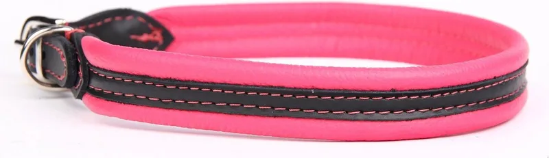 Leren Halsband - Lengte: 30 cm Verstelbaar van 23-28 cm x 16 mm - soft/duo de Dog's Companion en Rose – photo produit