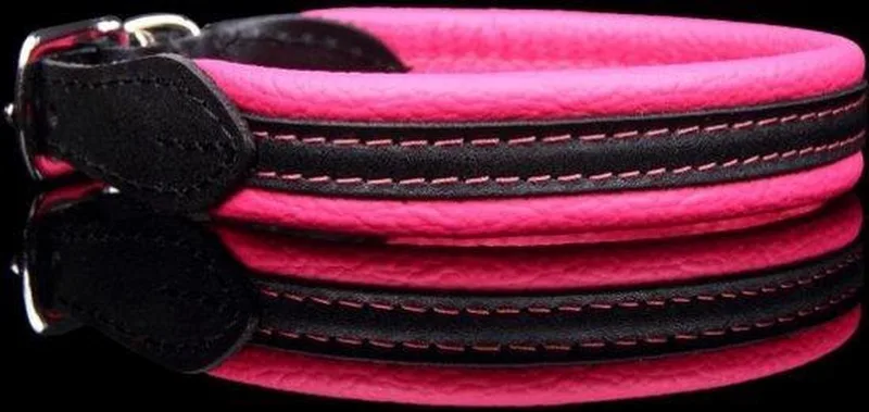 Leren Halsband - Lengte: 40 cm Verstelbaar van 33-37 cm x 16 mm - soft/duo von Dog's Companion in Rosa – Produktfoto