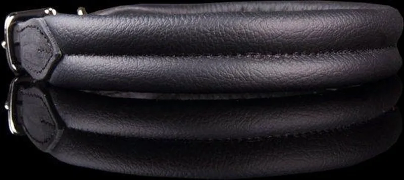 Leren Halsband - Lengte: 55 cm Verstelbaar van 47-52 cm x 30 mm de Dog's Companion en Noir – photo produit