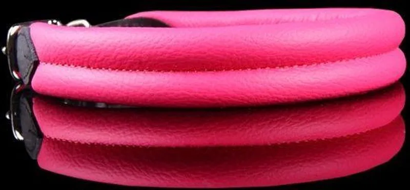 Leren Halsband - Lengte: 55 cm Verstelbaar van 47-52 cm x 30 mm by Dog's Companion in Pink – product photo