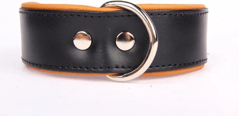 Leren Halsband - Lengte: 65 cm Verstelbaar van 51-60 cm x 50 mm von Dog's Companion in Schwarz, Camel – Produktfoto
