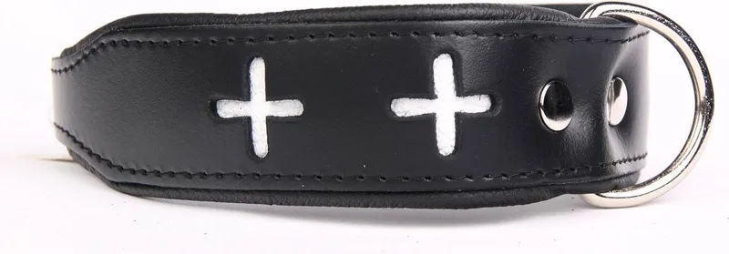 Leren Halsband - Swiss - Lengte: 50 cm Verstelbaar van 40-47 cm x 40 mm by Dog's Companion in Black – product photo