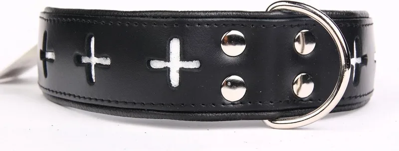 Leren Halsband - Swiss - Lengte: 65 cm Verstelbaar van 51-60 cm x 50 mm by Dog's Companion in Black – product photo