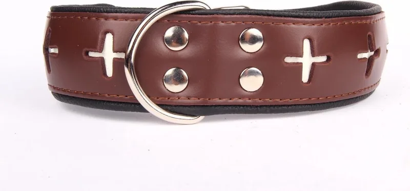 Leren Halsband - Swiss - Lengte: 75 cm Verstelbaar van 60-73 cm x 50 mm by Dog's Companion in Brown – product photo