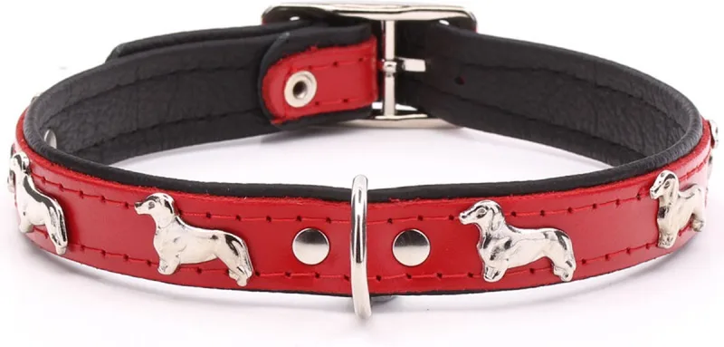 Leren Halsband - Teckel - Lengte: 45 cm Verstelbaar van 35-41 cm x 20 mm by Dog's Companion in Red – product photo