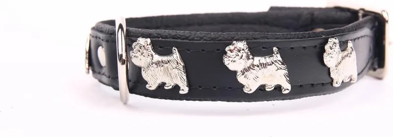 Leren Halsband - Westie - Lengte: 35cm - Verstelbaar 28-34 cm x 16 mm by Dog's Companion in Black – product photo