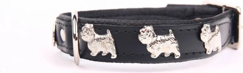 Leren Halsband - Westie - Lengte: 45cm - Verstelbaar 35-41 cm x 20 mm de Dog's Companion en Noir – photo produit