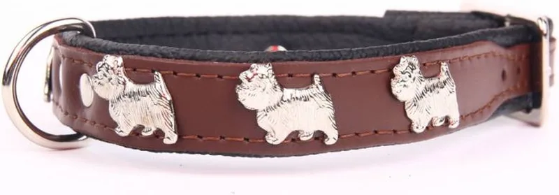 Leren Halsband - Westie - Lengte: 45cm - Verstelbaar 35-41 cm x 20 mm - Bruin / Zwart von Dog's Companion in Braun, Schwarz – Produktfoto