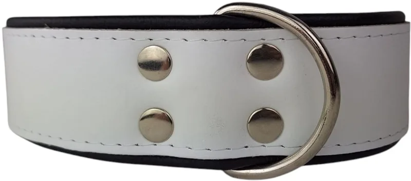 Leren hondenhalsband wit / zwart - Leren hondenhalsband wit / zwart by Dog's Companion – product photo
