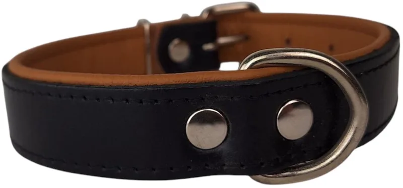 Leren hondenhalsband zwart camel small - Leren hondenhalsband zwart camel small by Dog's Companion in Camel – product photo