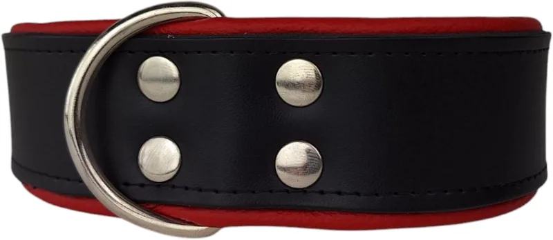 Leren hondenhalsband zwart / rood - Leren hondenhalsband zwart / rood de Dog's Companion – photo produit