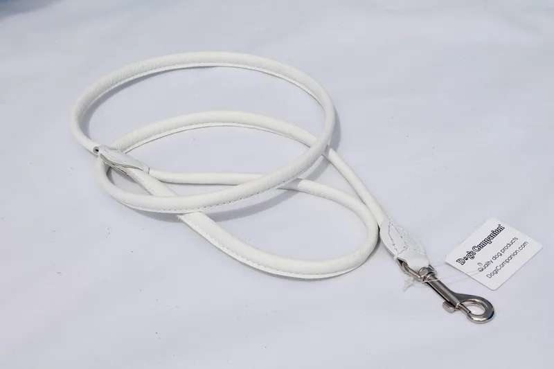 Leren Hondenriem - Lengte: 120 cm x 8 mm - Wit de Dog's Companion en Wit x 120 cm (Lengte) – photo produit