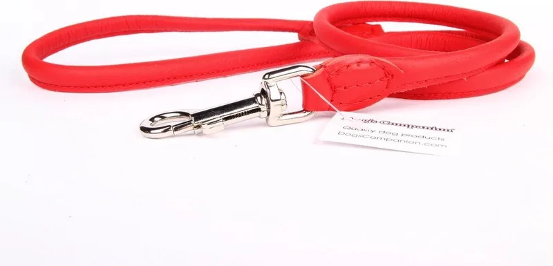 Leren Hondenriem - Lengte: 180 cm x 10 mm - Rood von Dog's Companion in Rood x 180 cm (Lengte) – Produktfoto