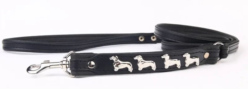 Leren Hondenriem Teckel - Lengte: 120cm (12 mm), Kleur fra Dog's Companion i Sort – produktbillede