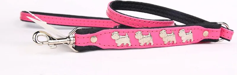 Leren Hondenriem West Highland Terrier - Lengte: 120cm (8 mm), Kleur by Dog's Companion in Pink – product photo