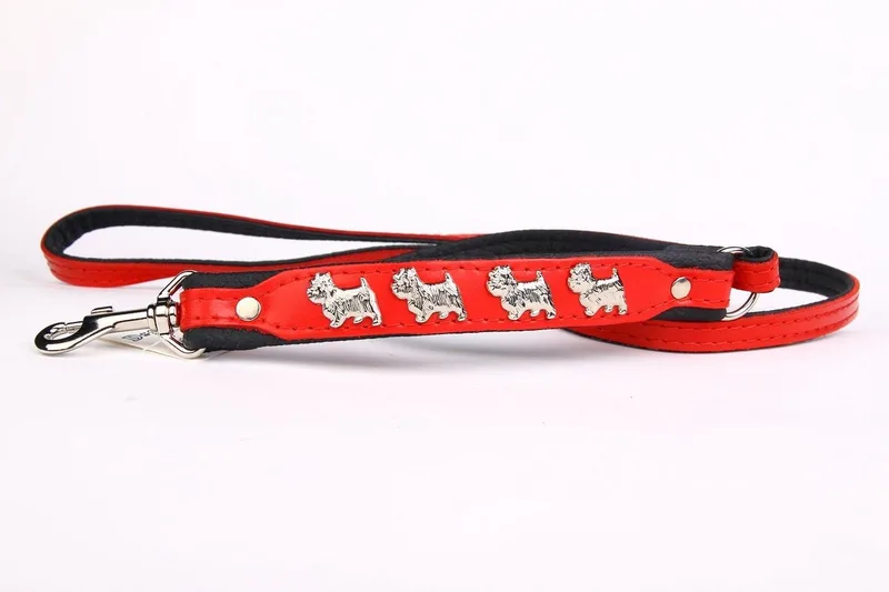 Leren Hondenriem West Highland Terrier - Lengte: 120cm (8 mm), Kleur de Dog's Companion en Rouge – photo produit
