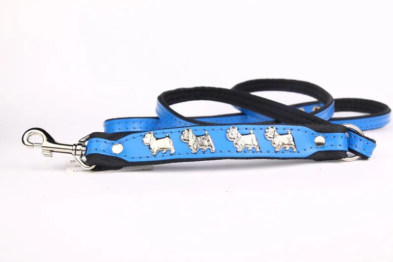 Leren Hondenriem West Highland Terrier - Lengte: 120cm (8 mm), Kleur by Dog's Companion in Blue – product photo