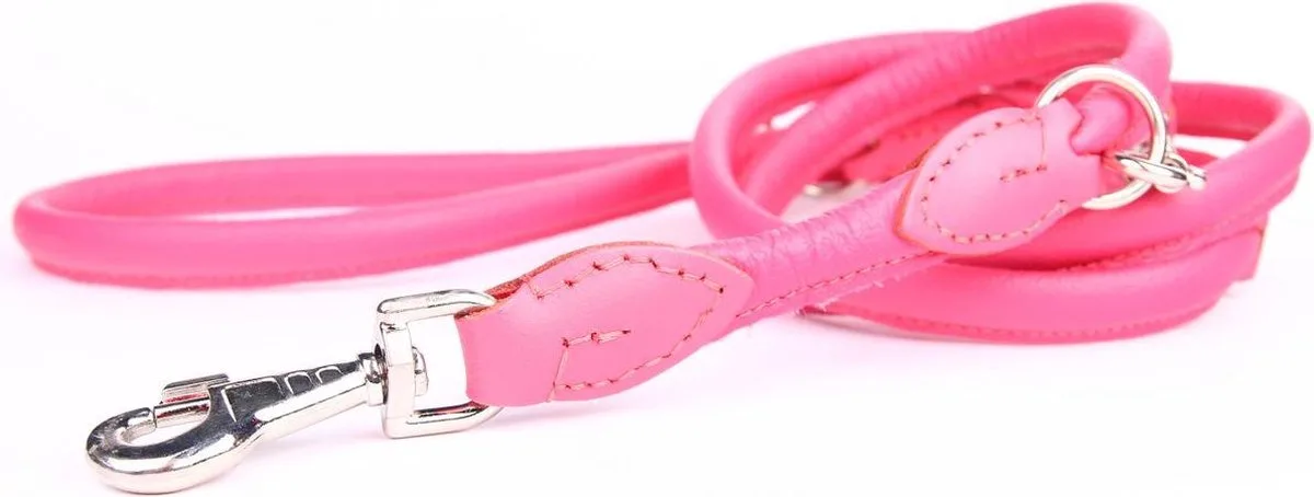 Leren Politielijn Hond, 220cm - Lengte: 220cm (8 mm), Kleur: Roze - Verstelbaar op 130-170-210 cm de Dog's Companion en Roze x 8 mm (dik) – photo produit