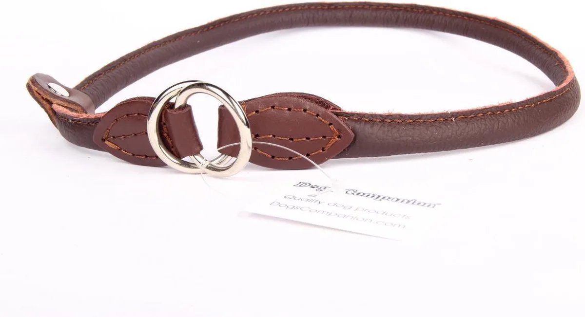 Leren Sliphalsband - Lengte: 50 cm x 8 mm van Dog's Companion in Bruin – productfoto