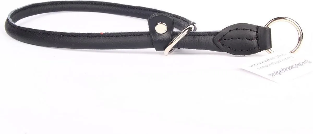 Leren Sliphalsband - Lengte: 65 cm x 10 mm van Dog's Companion in Zwart – productfoto