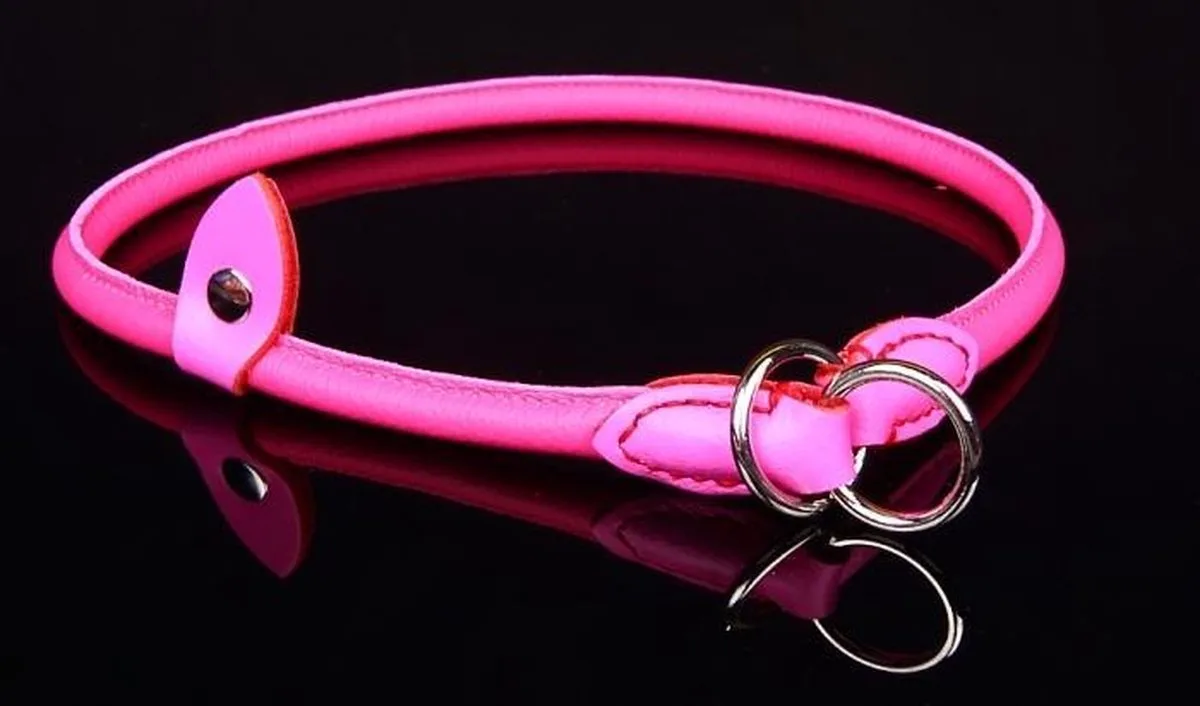 Leren Sliphalsband - Lengte: 75 cm x 12 mm från Dog's Companion i Rosa – produktbild