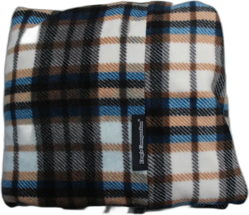 Losse hoes fleece cosy tartan voor Hondenkussen / Hondenbed - S - 70x50cm de Dog's Companion en Bleu – photo produit