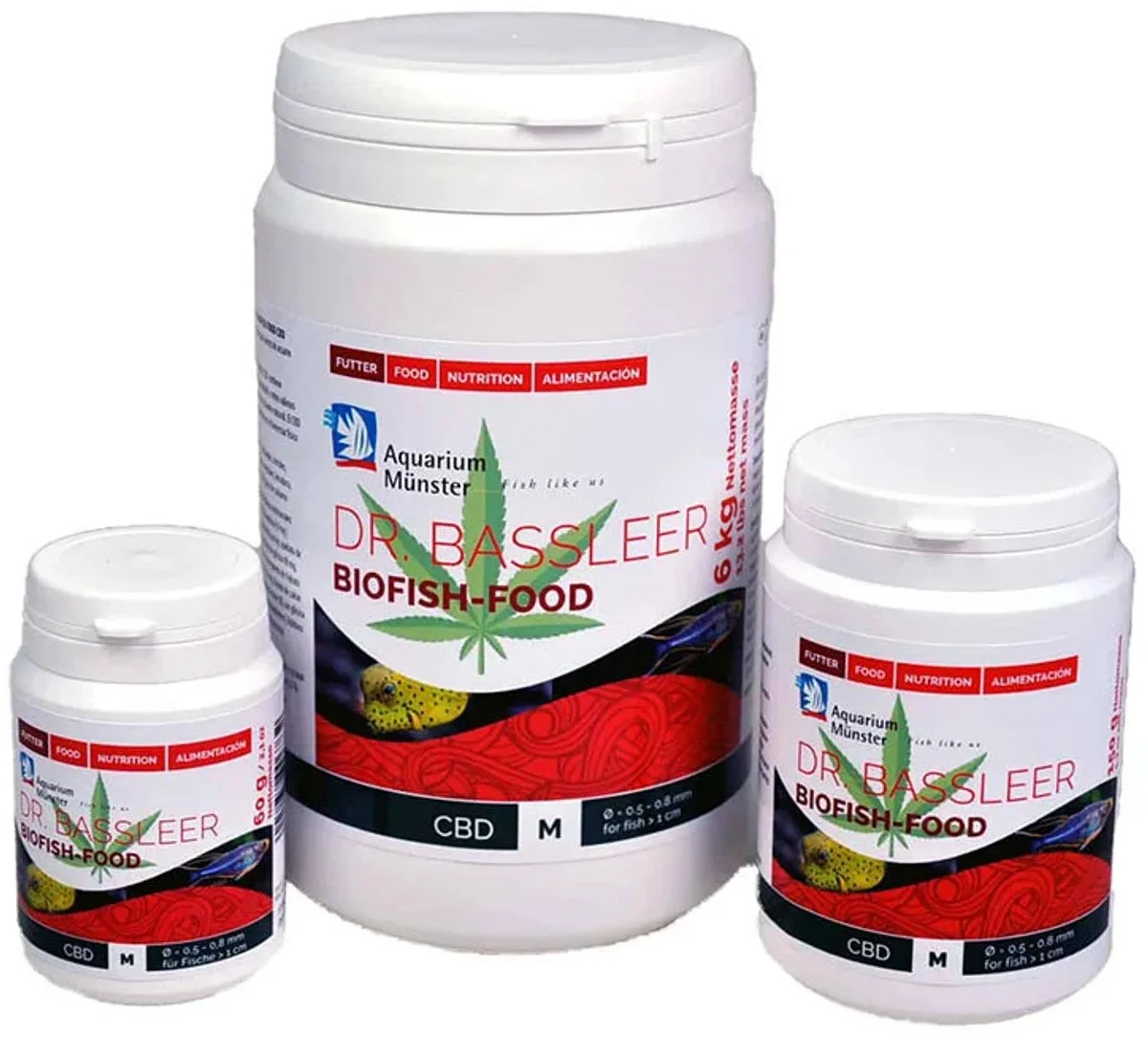 CBD Biofish food M 150 gr van Dr. Bassleer – productfoto